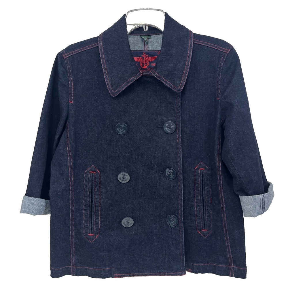 NEW Ralph Lauren Double-Breasted Denim Swing Jacket Blazer Size L